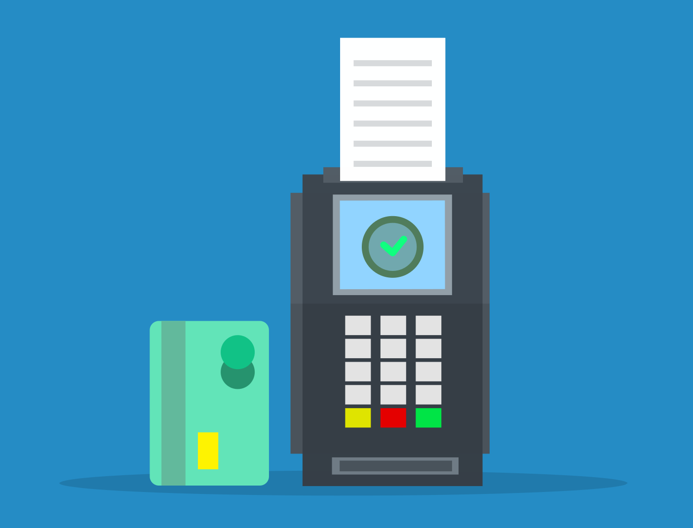 pointofsale An image of a credit card next to POS systems to process payments